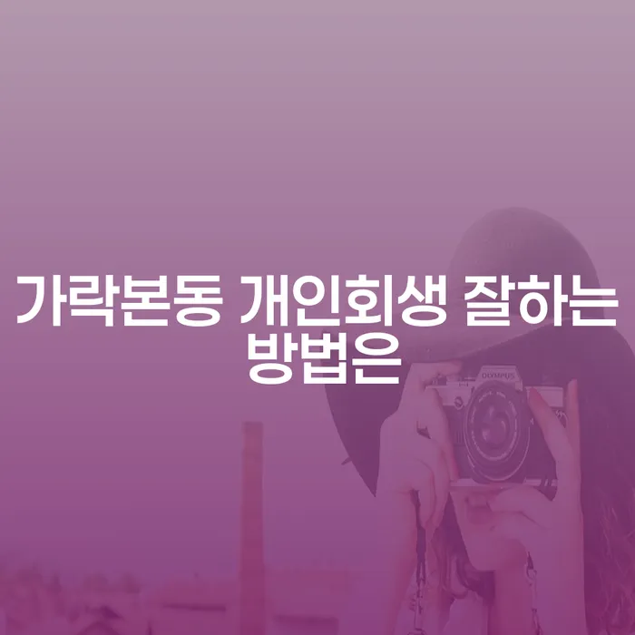 가락본동 개인회생 잘하는 방법은